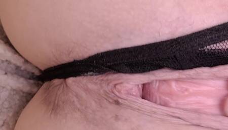 Hot Wet Pussy with Black Thongs