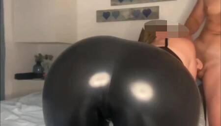 College Girl Blowjob in Latex Leggings