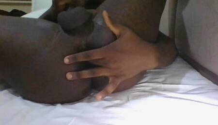 Black Gay Bottom Showing Ass and Masturbating
