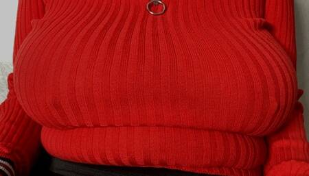 Big-boobed secretary in a tight red shirt (2022) (MP4)