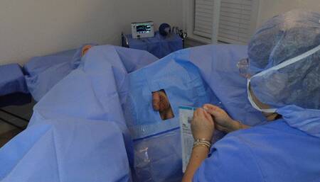 Doctor Jess performs surgical electro stimulation orgasm