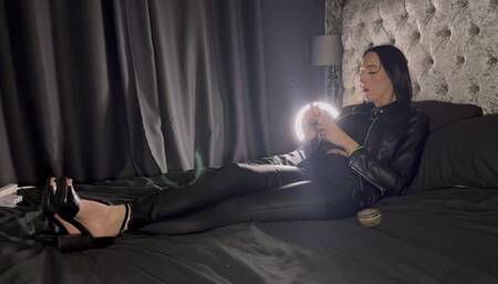 Smoking in full leather, ending with speed smoke