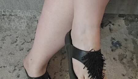 Flip Flops and Lotion BBW Feet Closeups