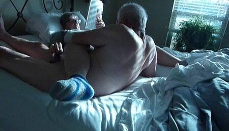 play with Debbie's pussy in bed again