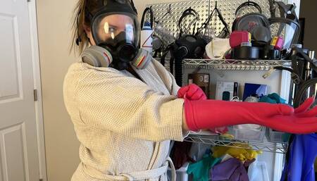 Gloved and Masked Housewife Indulges your Fantasy