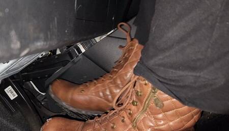 Driving in Guess Boots