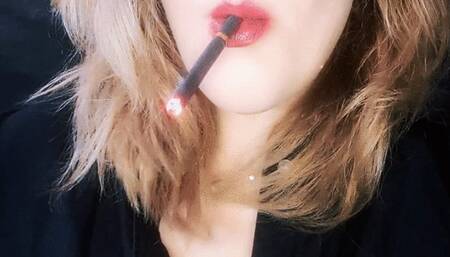 Sensual smoking topless