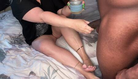 Sole fucking Splendidheels and nutting on her pretty green toes