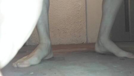 playing naked in the garage