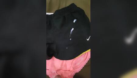 Cum on Her Panties and Nike Shorts After Her Workout
