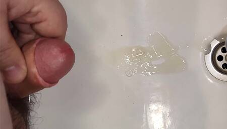 Big Cumshot in Public Toilet After Handjob
