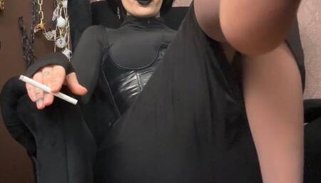 POV you at my nylon feet while I smoke