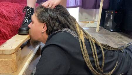 Slave's licking My DrMartens Boots and then I'm humuluating him and trampling his tongue