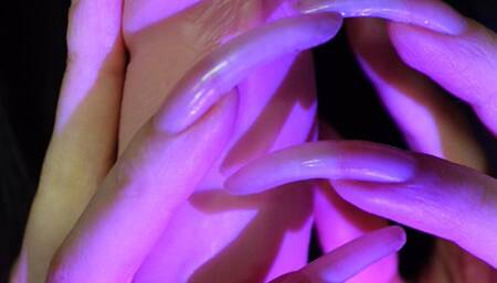 LONG NATURAL NAILS AND MY TONGUE LICK DILDO