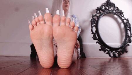 M - Long Sexy White Toenails in your face