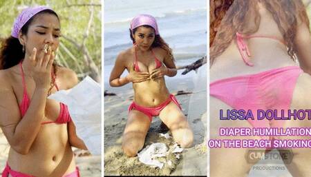 DIAPER HUMILLATION ON THE BEACH SMOKING