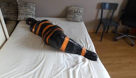 Chloe in totally full mummification with vibrator