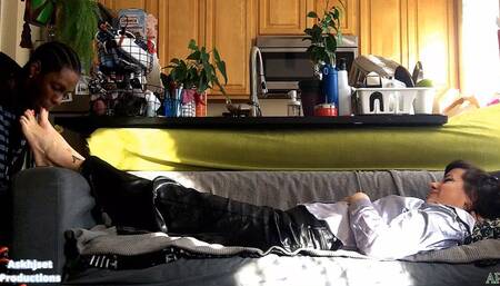 Worshipping Cat Princess Feet Sexii Feet And Face Smothering (Side View)