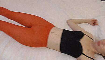 My blonde doll in red tights! MP4