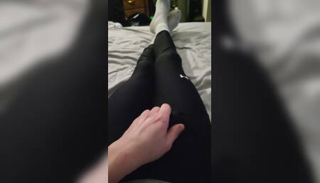 Cum Wearing Leggings and Socks