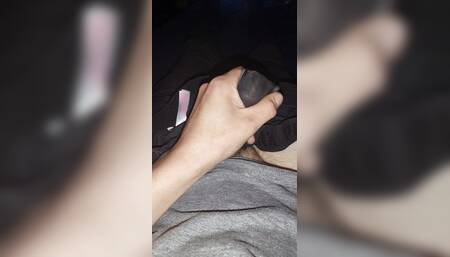Jerking off in Stepsis Panty Gusset and Cum