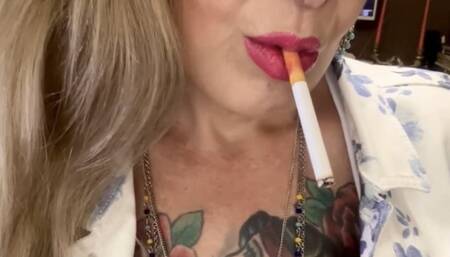 Marlboro reds - A few puffs in your face, Deep Inhales, Triple pumps, Triple Puffs, Smoke rings, Long drag, Nose exhales, Crush, Pink lipstick, Long hair, Long nails, Sneakers