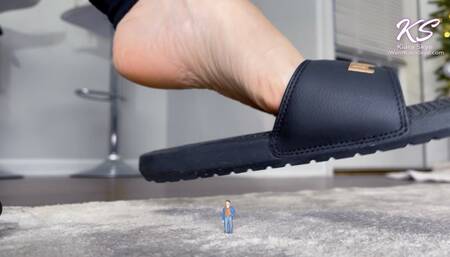 Giantess Slides Dangling Over Tiny Man