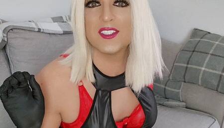 TS BRITISH slag on sofa, talks filth and wanks BIG COCK