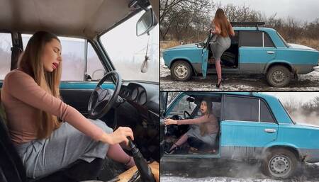 Nastya getting stuck and does hard revving