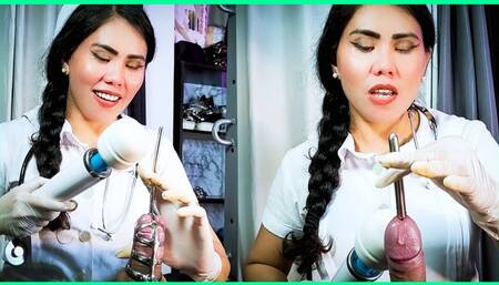 Sadistic CBT Nurse 3: Sounding in Chastity Cage and Milking