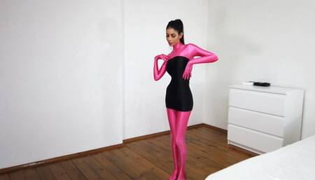 Caroline in Pink Spandex Catsuit