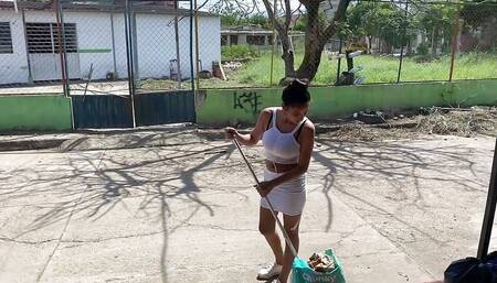 I'm Bored Sweeping Outside My House and My Neighbor Invites Me to Fuck and I Accept