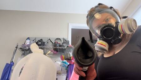GAS MASK Mistress gives you Gas & Rubber Glove Handjob