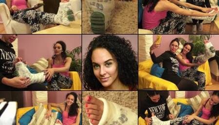 Rita Term SLWC Casted Foot Selfie at Home and Foot Massage (in HD 1920X1080)