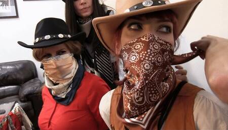 The Costume Party : a silk satin rope bondage clip with Jacquelyn Velvets Jasmin Jai Kobe Lee and Kat VanWylder