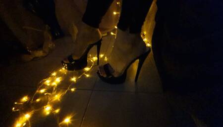 Sexy FEET in Shiny High Heels dangling and waiting someOne to Kiss and Lick them ;)