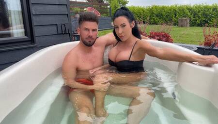 Wife and alpha findom hot tub fuck
