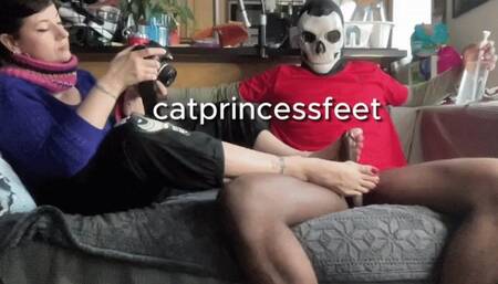 Back to back 4 nuts! Footjob marathon3, orgasm 1, 2, 3 and 4 out of 5 and some, longest BBC toejob session, milf feet, pov from above