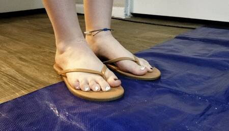Ling Stuck with Faux Leather Flip Flops