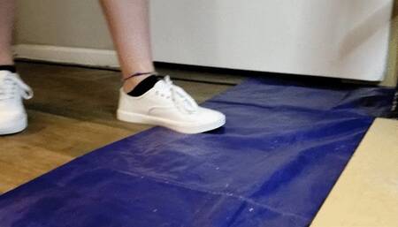 Ling Stuck in Shoes, Sock, and Bare Feet