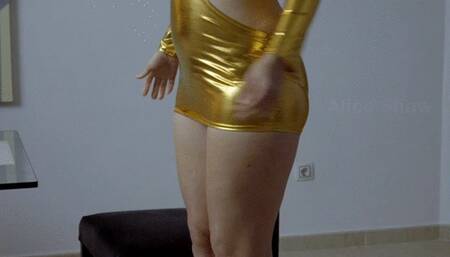 Golden dress dancer getting in a shape (non nude) f