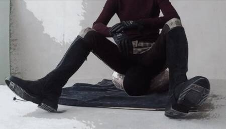 I ride the face of a slave in jockey clothes Mummification slave facesitting