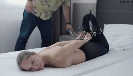 Rachel Adams hog cuffed ballgagged in pantyhose Slow Motion