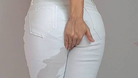 White Jeans and Panty Pee