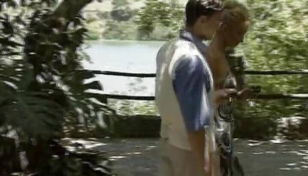 Super Busty German MILF with Blonde Hair Gets Her Tight Holes Smashed Outdoors