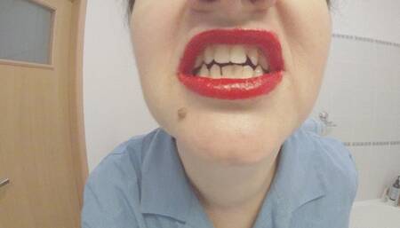 Red lips toothbrushing