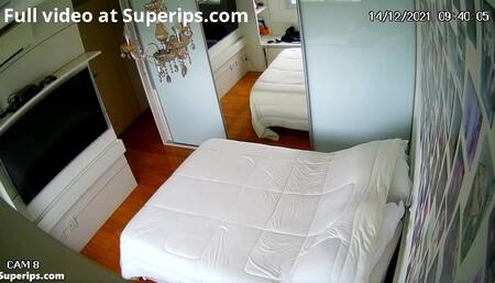 IPCAM – French girl in pajamas rubs her wet pussy