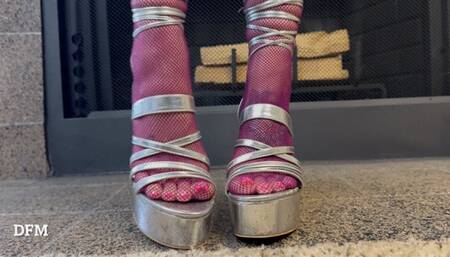 Blu Pink French Shoe Tease Silver Heels