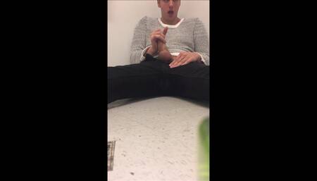 Almost Caught Jerking in the Office Bathroom!