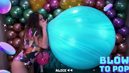 Alice Repost : Epic B2P of Blue 3ft Marble Balloon - 4K